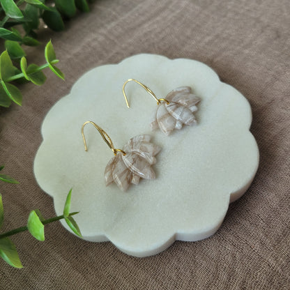 Gold/White Marble Lotus Dangle