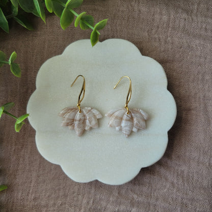 Gold/White Marble Lotus Dangle