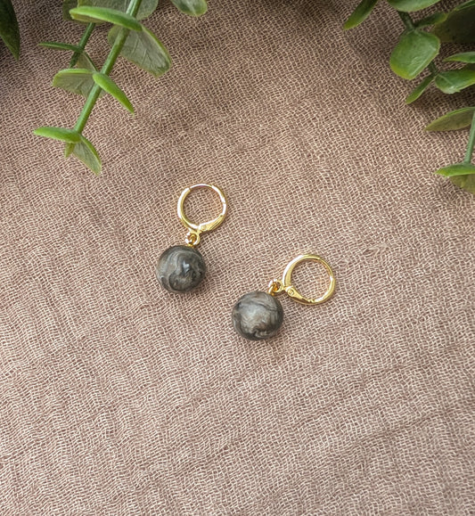 Black/Brown/Grey Imperfectly Round Bead Earrings