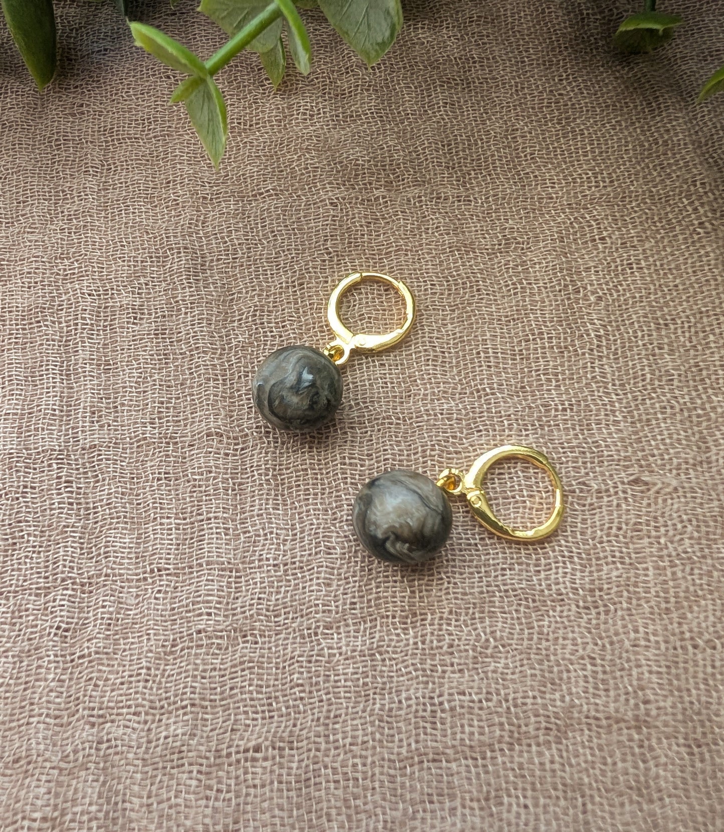Black/Brown/Grey Imperfectly Round Bead Earrings